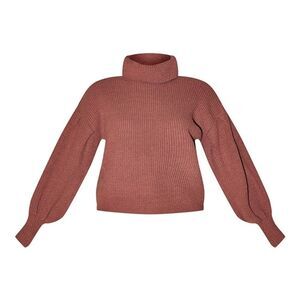 Rose Roll Neck Balloon Sleeve Cosy Knit Sweater Size Small